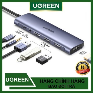 Bộ chia cổng, hub usb typec bộ chuyển usb type c 6 in 1 ugreen 80132 cm136 chính hãng