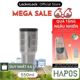 Ly giữ nhiệt inox LocknLock 550ml cho xe hơi Chính hãng LHC4139SLV thép không gỉ, chống ngưng tụ miệng ly rộng - HAPOS