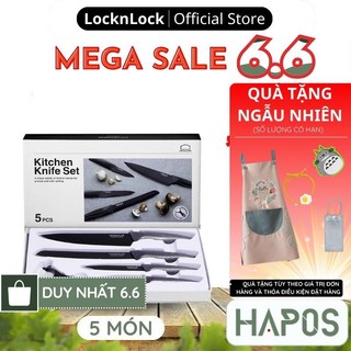 Bộ dao nhà bếp LocknLock 5 món đa năng gọt tỉa hoa quả bằng thép không gỉ bọc sứ không độc hại CKK101S5 - HAPOS OFFICIAL