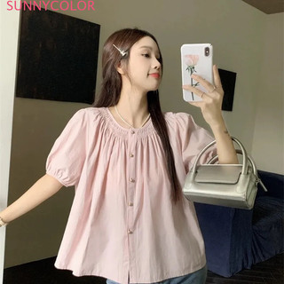 SUNNYCOLOR áo sơ mi nữ áo kiểu hàn quốc chic Thoải mái Xinh  ins WCS24601YV 23Z240607