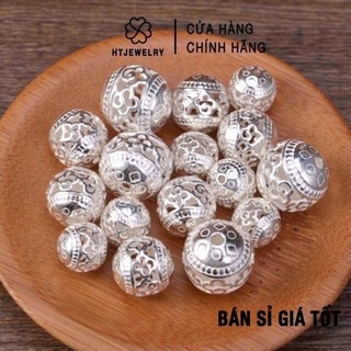 Charm bi bạc htjewelry chạm hoạ tiết độc đáo ph074