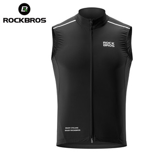 Rockbros áo đi xe đạp chống gió nhẹ không tay áo vest xe đạp thoáng khí nhanh khô phản quang mtb xe đạp đường bộ áo khoác đen unisex ykk dây kéo