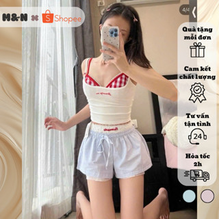 [SẴN+HOẢ TỐC] Set đồ bộ nữ hot quần short + áo 2 dây dễ thương có áo lót đi chơi theo trend xu hướng