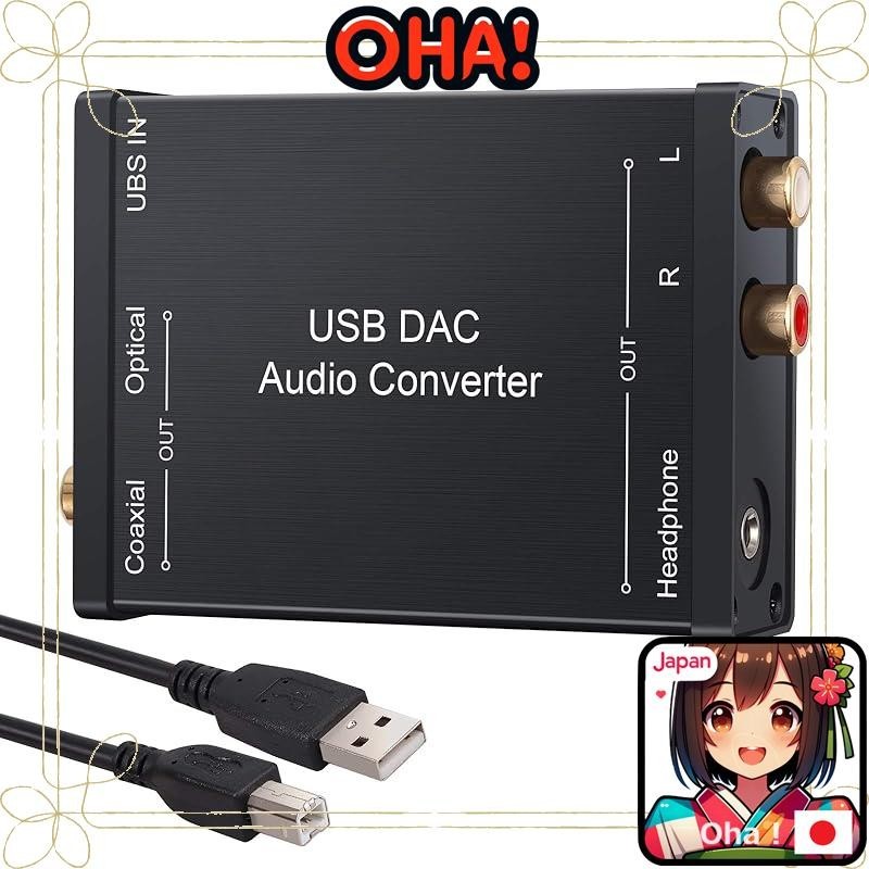 LiNKFOR USB DAC audio converter with USB input, optical, coaxial, RCA, and 3.5mm headphone output, U