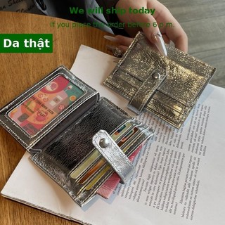 Hộp đựng thẻ da thật cao cấp dành cho nữ - Slim Compact và thanh lịch - Hộp đựng thẻ da bò mẫu mới có bảo vệ chống từ tính - Chứa nhiều thẻ