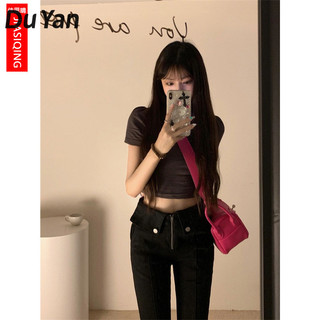 Du YAN Áo thun ngắn tay cổ Polo nữ nơ hở lưng