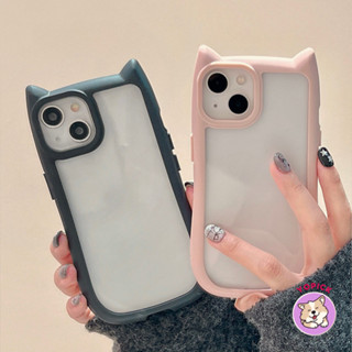 Ốp Điện Thoại Di Động Tai Mèo Sáng Tạo Đơn Giản Cho iPhone15ProMax 14 13 11 12 Pro Max X XS XR XSMax Nữ Mới Dễ Thương Vỏ Bảo Vệ Trong Suốt Chống Rơi