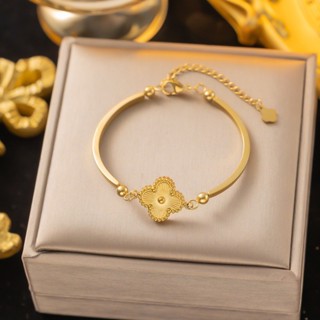  Chất Lượng Cao Bốn Lá Cỏ Ba Lá Mặt Dây Chuyền Thép Titan Mạ 18K Vòng Tay Vàng Châu Âu Phong Cách Mỹ Hợp Thời Trang Phù Hợp Với Cô Gái Vòng Tay Quà Tặng 