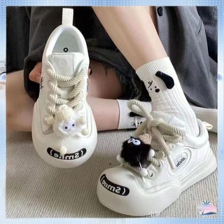 Giày thể thao màu trắng nhỏ Giày thể thao đế dày buộc dây bên ngoài