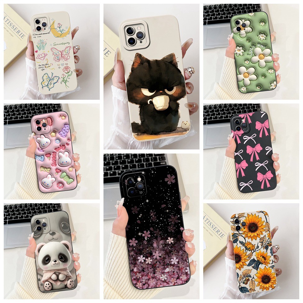 6.5 '' Cho iPhone 11 Pro Max Ốp Lưng A2218 Silicon Mèo Dễ Thương Thời Trang Ngộ nghĩnh Chống Sốc Ốp 