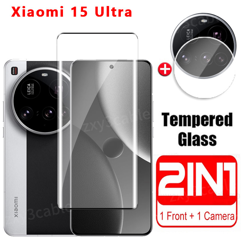 Kính Cường Lực 2in1 Cho Xiaomi 15 14 Ultra Pro 5G 2025 Viền Cong Bảo Vệ Màn Hình Cho Mi15 Mi15Ultra 