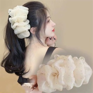 Kẹp búi tóc tiểu thư nơ lưới voan bong bóng iLita cặp càng cua cài to phồng bồng bềnh size lớn 13cm phong cách Hàn Quốc