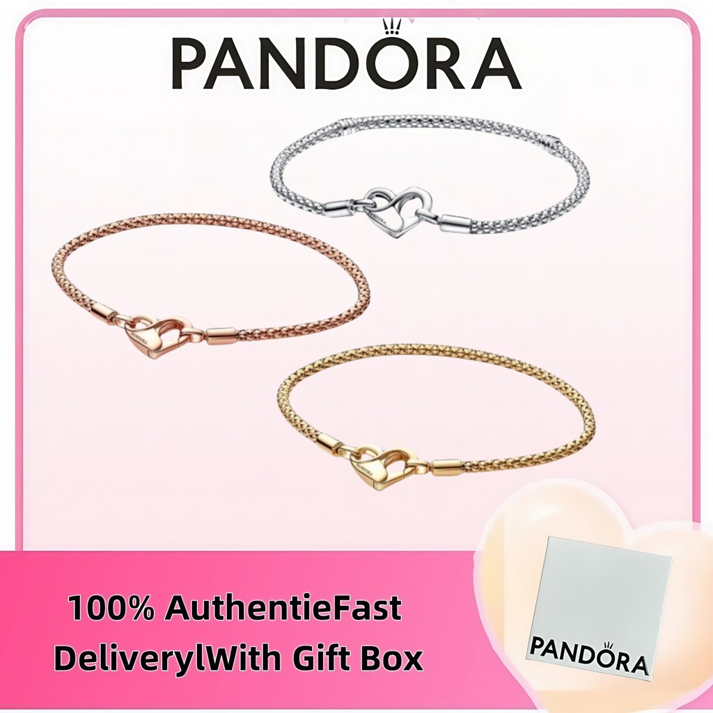 Miễn thuế 100% s925 bạc trang sức Pandora nhẫn trang sức Pandora Moments Studded Chain Bracelet 5924