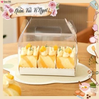 10 HỘP ~ Hộp Nhựa Trong Quai Xách Đựng Bánh Bông Lan Cuộn (16 x 9 x 9cm)