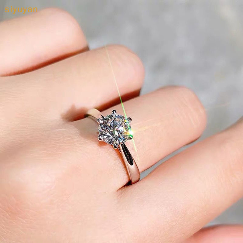 Nhẫn sáu móng vuốt cổ điển Siyuyan, Nhẫn kim cương mở dành cho nữ Niche Moissanite Ring VN