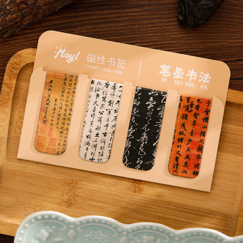 Bộ 4 đánh dấu sách tác phẩm nghệ thuật K133 để note, Bookmark trang trí note vị trí sách vở