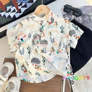 Áo sơ mi ngắn tay cho trẻ em Áo sơ mi in hình hoạt hình bé trai