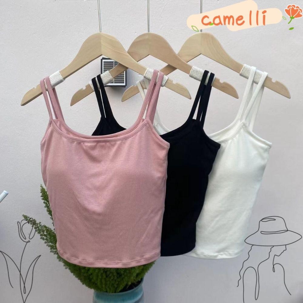 Camelli1 Áo Vest Dây Đeo Đôi, Áo Vest Ngực Nữ Không Lưng Free Size, Hợp Thời Trang Có Thể Đeo Bên Ngoài Miếng Lót Ngực Có Thể Tháo Rời Giả Hai Áo Quần Lót Lưng Đẹp Cho Y2k Nữ Bé Gái