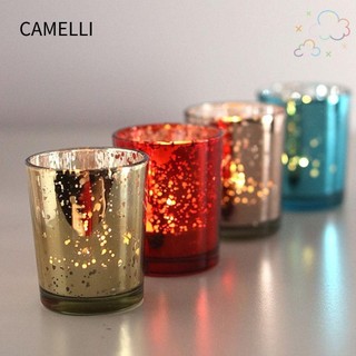 Cốc nến CAMELLI1, Thủy ngân Trang trí máy tính để bàn Chân nến thủy tinh bầu trời đầy sao, Phụ kiện cốc nến Làm nến Giá đỡ nến thủy tinh Đèn trà trang trí nhà cửa
