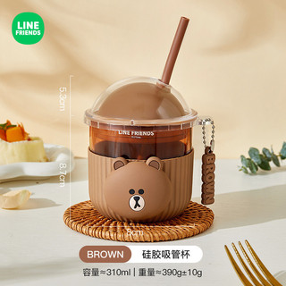 [LINE FRIENDS] Cốc có ống hút thủy tinh 310ML[LK]