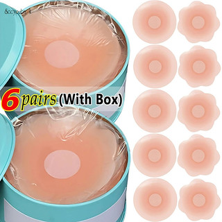 12 Cái / hộp Áo Ngực Có Thể Tái Sử Dụng Silicone Miếng Dán Ngực Nữ Bé Gái Cánh Hoa Nâng Núm Vú Bao Vô Hình Cánh Hoa Dính Dây Áo Ngực Không Lưng Miếng Lót