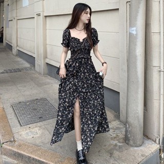 【Bess's house đầm hoa nhí bigsize,váy hoa nhí dáng dài,váy hoa nhí bigsize,Váy ngắn tay hoa màu đen dành cho nữ mùa hè 2024 dây đeo giảm béo dài vừa mới Váy chữ A + cardigan,váy tiểu thư sang chảnh,chân váy bigsize nữ,chân váy đen trơn,váy sang chảnh