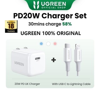 Củ sạc nhanh UGREEN USB C PD 3.0 20W thích hợp cho iPhone X 12 13 14 15 Pro Max/ iPad Gen 9/ Redmi/ Xiaomi 13