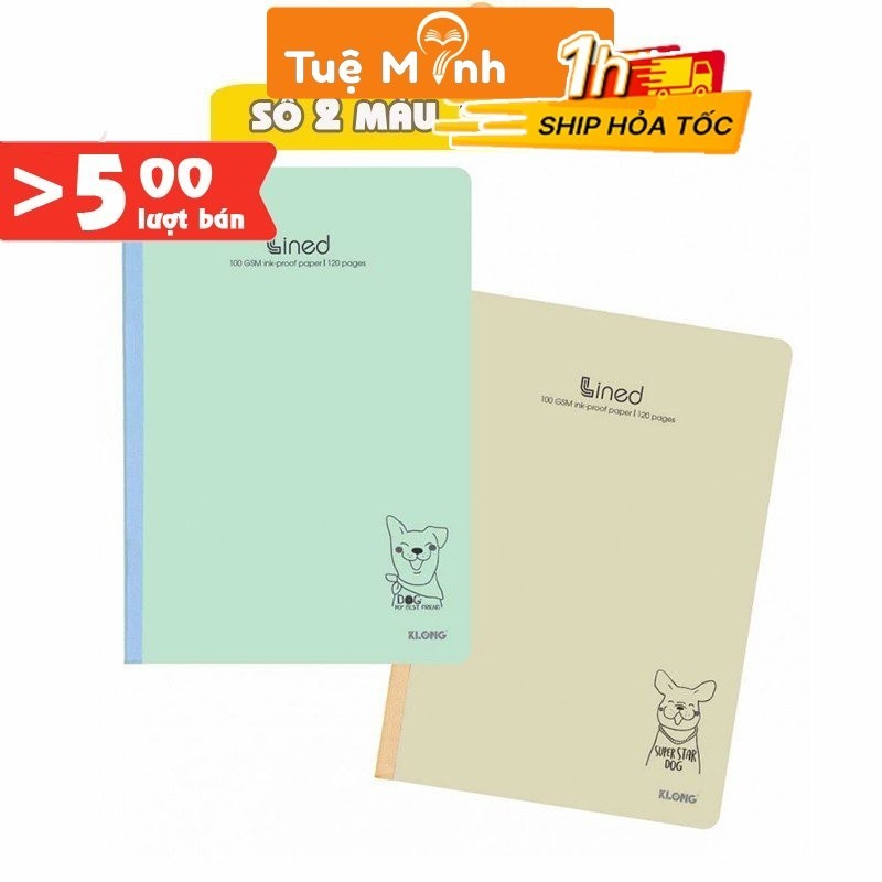 Vờ B5 120 trang VPPTUEMINH B5 kẻ ngang-Line Ms 841 [Chọn Màu] may dán gáy Klong, tập sổ học sinh Klo
