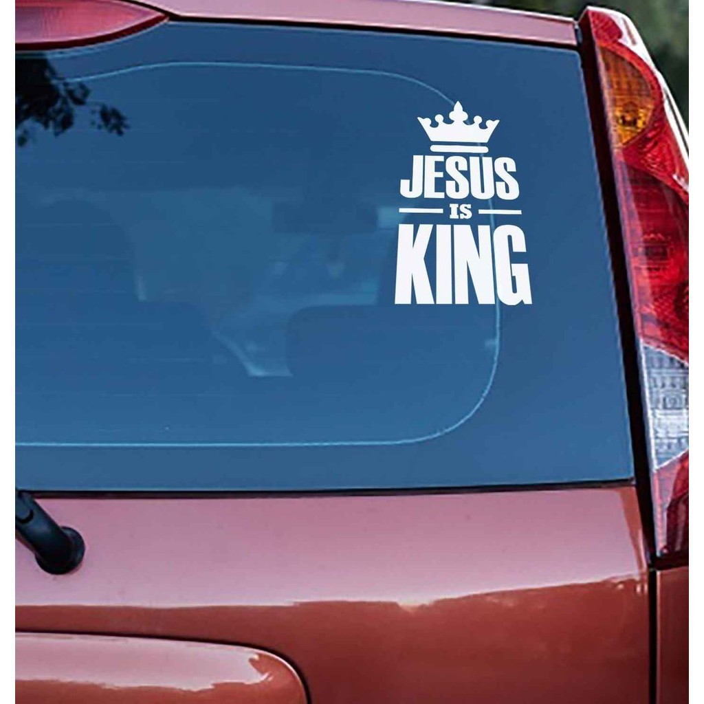 Nhãn dán xe hơi JESUS IS KING Nhãn dán kính phía sau ô tô Nhãn dán hoa