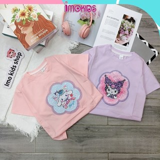 Áo thun bé gái chuyển hình Kuromi, Elsa 18-37kg, áo thun trẻ em cotton mềm mịn thoáng mát in hình cute cho bé