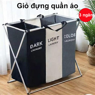  Giỏ đựng quần áo bẩn bằng vải Oxford,Giỏ Đựng Quần Áo Giặt Nhiều Ngăn,ba ngăn lớn có thể gập lại,Kho phân loại quần áo 