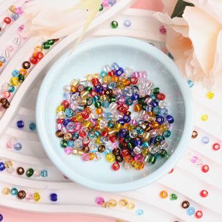 100 / 200 cái 3 / 4mm rời hạt trang sức làm mạ bạc hạt giống thủy tinh diy mặt dây chuyền vòng cổ vòng tay mini màu kẹo