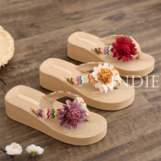 INDIE dép đế cao dép sandal nữ dép quai ngang Điều chỉnh được Lịch sự Đàn hồi tốt Phù hợp FPD2440SQD 21Z240520