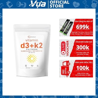 Micro Ingredients - Vitamin D3 + K2 (300 viên) - Hỗ trợ xương khớp, tăng cường miễn dịch Chính Hãng