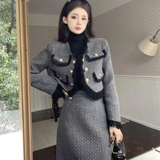 Set 2 món váy áo dáng dài Phong Cách Nhỏ Tassel Coat Top , đơn giản, phù hợp mọi độ tuổi cho người nữ
