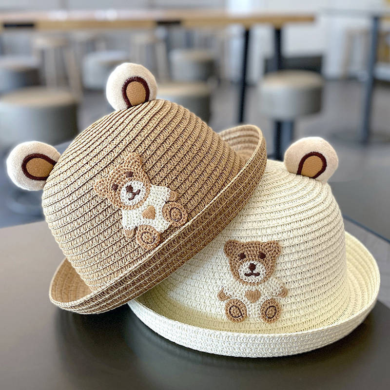 Children's Bucket Hat Boy Straw Hat Summer Thin Breathable Sun-Proof Summer Hat Baby Girl Cute Trave