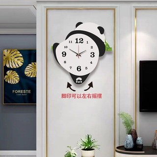 Hot Sale#New Panda Wall Clock Living Room Clock Wall Swing Creative Quartz Clock Bedroom Punch-Free Pocket Watch Mute ClockRX5L