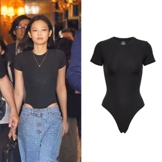 [Sr-studio] Skims Ready Stock Real Shot 2024 Phong cách mới Jennie Kadaishan Cùng phong cách Áo thun bó sát thông Jumpsuit tay ngắn