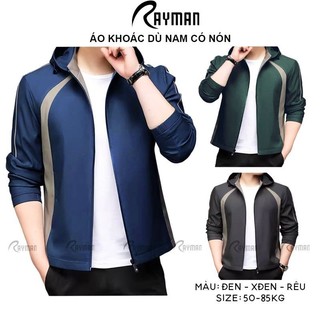 Áo khoác nam rayman chất dù có nón viền sọc thời trang