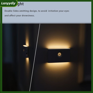 Đèn cảm biến chuyển động lanyydiy với cảm biến Dusk To Dawn, Đèn ngủ LED không dây từ tính, chạy bằng pin có thể sạc lại