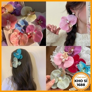 Kẹp tóc hoa lan hồ điệp hàn quốc - kẹp hoa lan hồ điệp có sẵn kẹp, kẹp tóc hoa lan cài tóc đi biển e1952