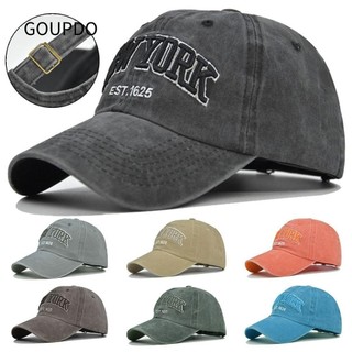 Goupdo york thêu mũ bóng chày nam nữ giặt denim mũ bóng chày có thể điều chỉnh