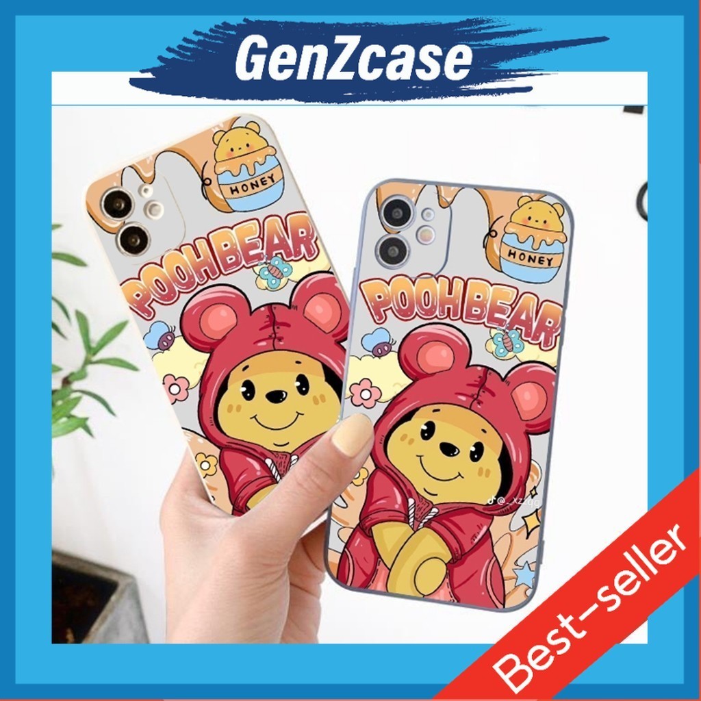 Ốp lưng điện thoại iphone hình Gấu Poohbear cute G78 nhựa TPU dẻo cạnh vuông chống sốc bảo vệ camera