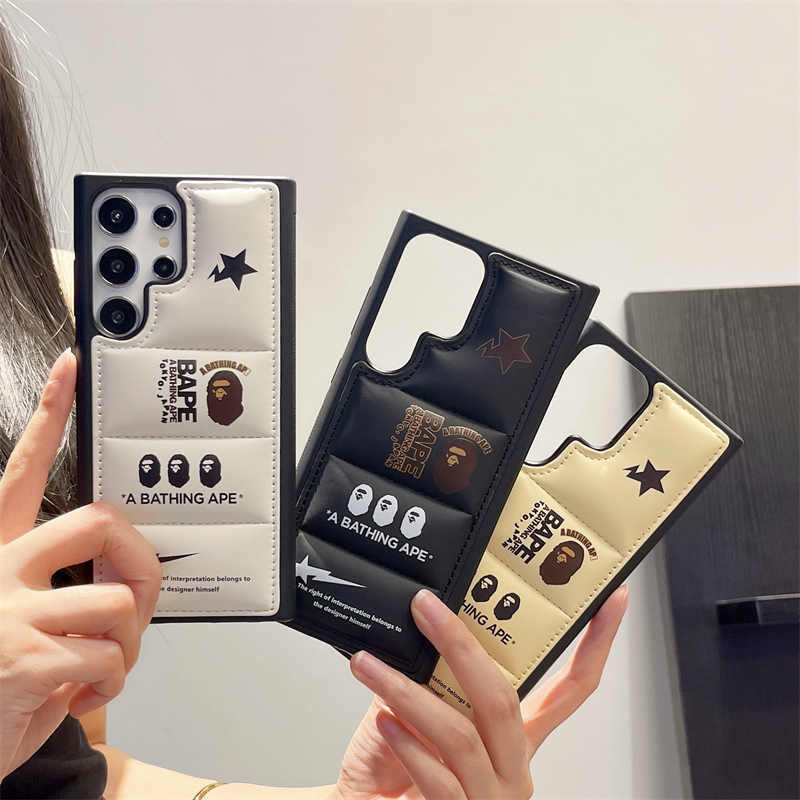 Ốp điện thoại Samsung Galaxy S24 Ultra S23 Plus S22 Feather Fiber Down Jacket 【 Bape 】 Vỏ mềm chống 