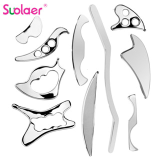 Suolaer Thép không gỉ IASTM Trị liệu Gua Sha Cạo Ban Dụng cụ Massage Khăn giấy sâu Máy mát xa Guasha Fascia Phục hồi Thư giãn cơ bắp