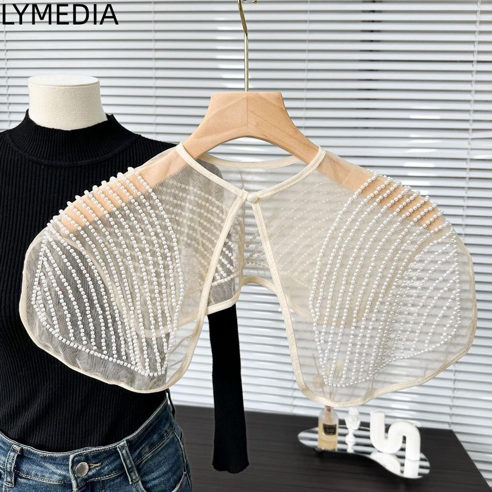 Lymedia Dingzhu Khăn choàng cổ, Khăn choàng thêu ren Organza Cổ áo ren nữ, Cổ áo giả phía trước