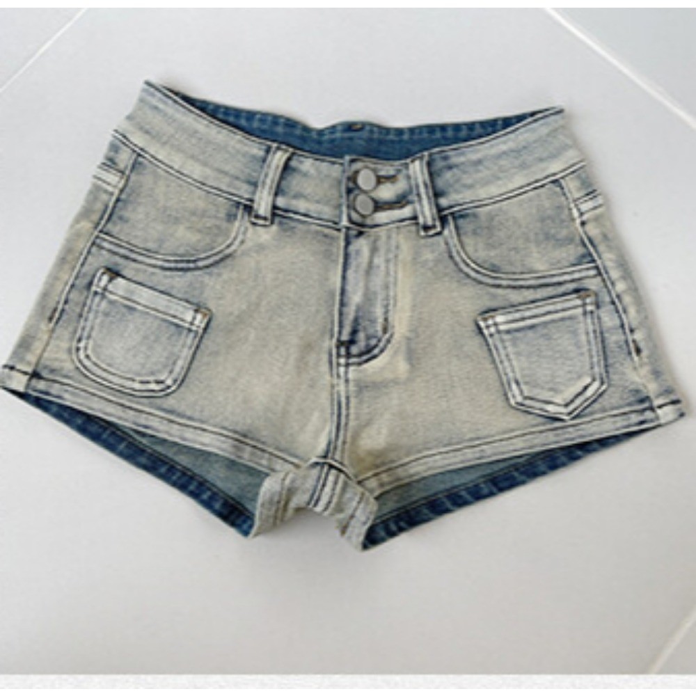 RICH-THEY Quần Short Denim Cạp Thấp Thời Trang Mới Phong Cách Quần Short Ống Rộng Retro, Quần Short Hông Cho Nữ | BigBuy360 - bigbuy360.vn
