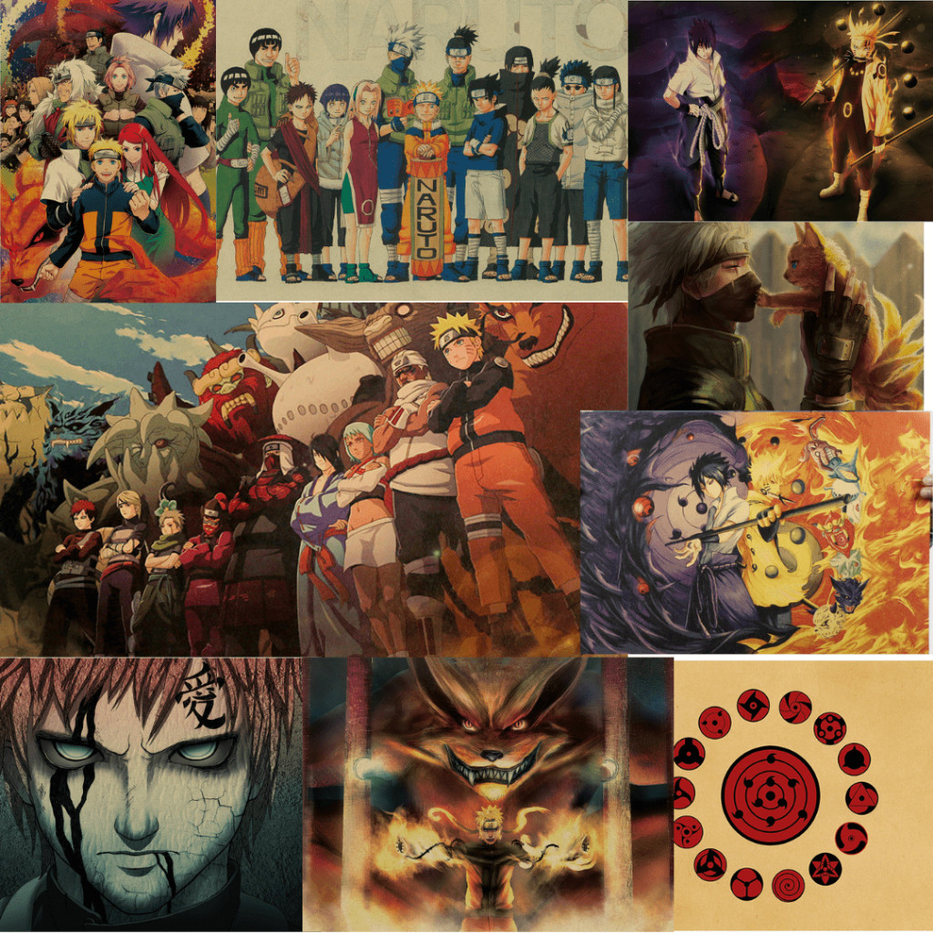 Naruto Họa Tiết Poster Retro Giấy Kraft Poster Tranh Trang Trí Dán Tường