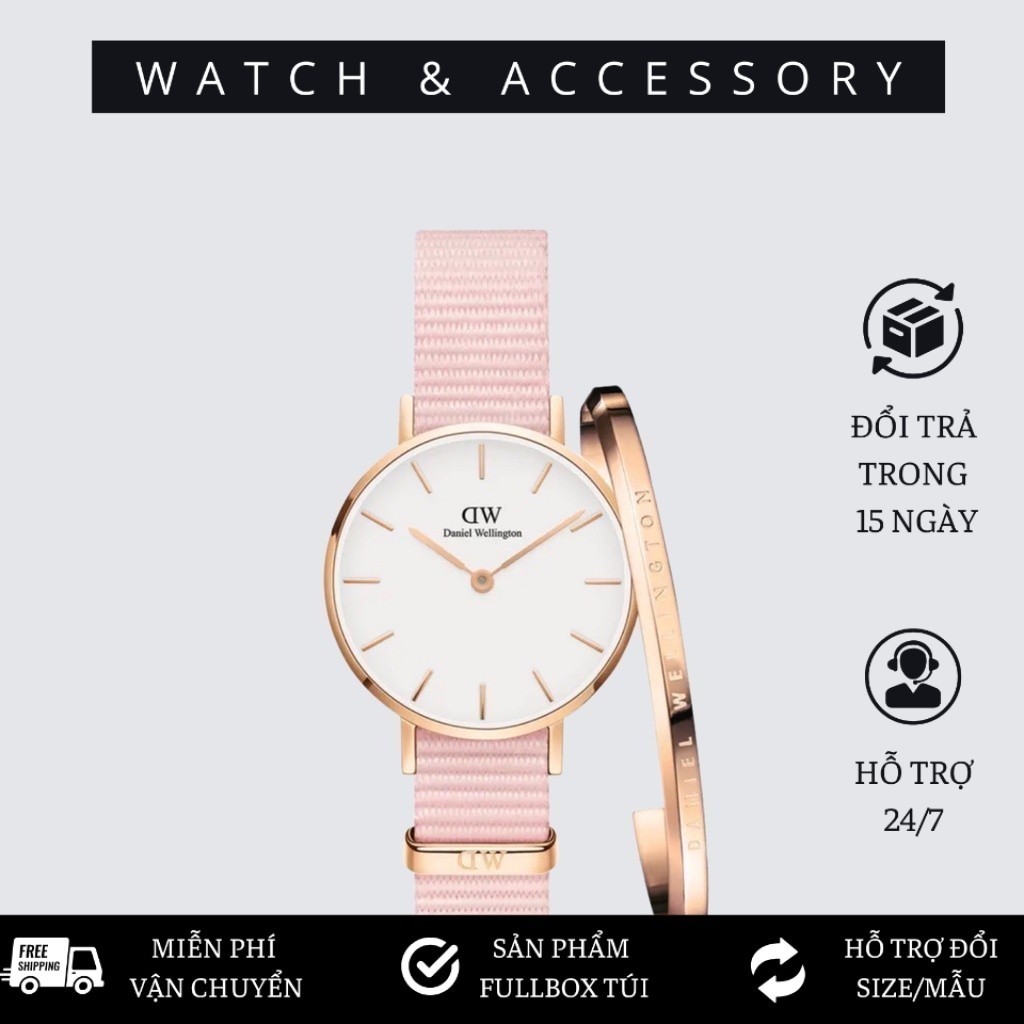 Đồng Hồ Nữ Daniel Welington Classic Petite Rosewater + Vòng Tay D_W Cuff Chính Hãng - DANIEL WATCH S
