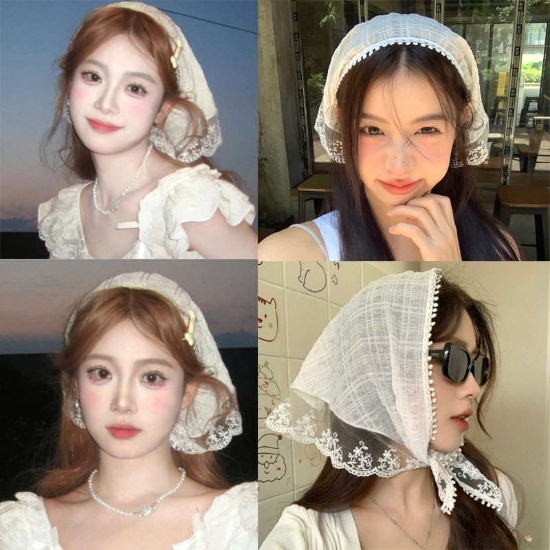 Sweet Girls Turban Head Kerchief Hoa Tóc Bandana Tam Giác Mũ Khăn Lau Tóc